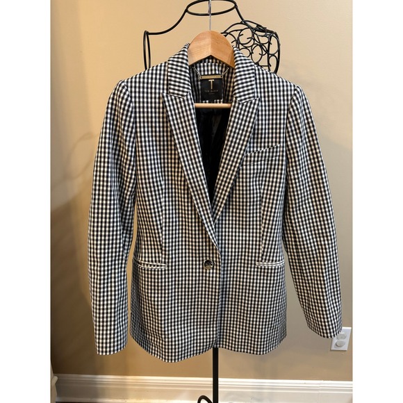 Ted Baker Jackets & Blazers - Ted Baker Reyhan Black & White Gingham Single Button Tailored Jacket size 2